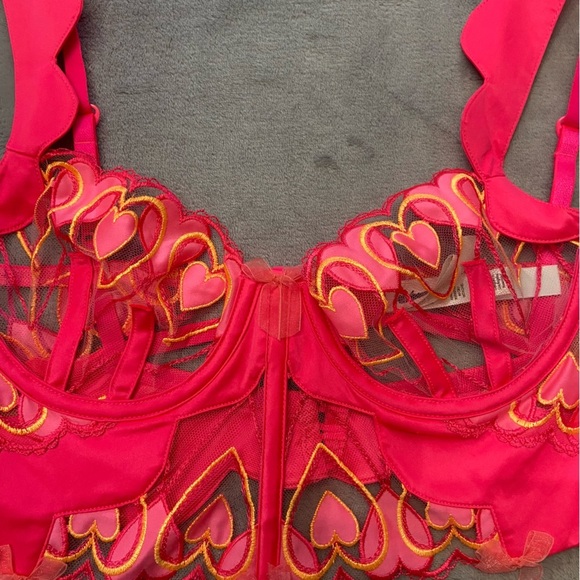 New! For love as lemons graphic hearts bustier bra pink 10124 - Picture 6 of 11